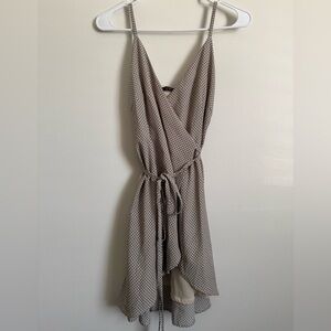 Taupe Polka Dot Wrap Dress